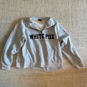 white fox sweater half zip